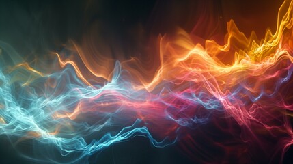 Wall Mural - swirling blue orange fiery abstract shapes on black background, lava light liquid magma motion