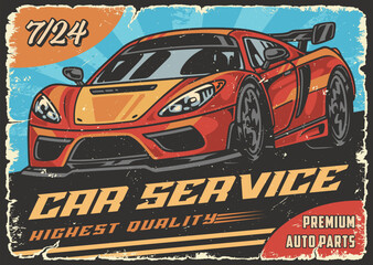 Sticker - Car service vintage flyer colorful