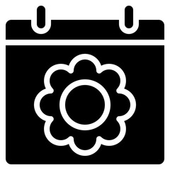 Wall Mural - Flower On Calendar Icon