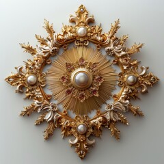 Wall Mural - a gold and pearl brooch with a starburst