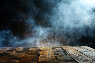 Wall Mural - a wooden table with smoke rising out of it