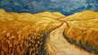 Vibrant Impasto Style Oil Painting of Rural Landscape