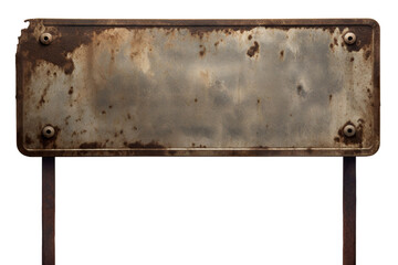 Wall Mural - Weathered and rusty metal signboard mounted on two poles, cut out