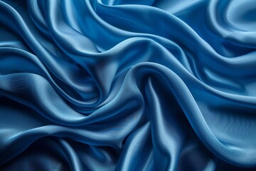 The tactile texture of blue satin material with intricate folds, exuding an air of opulence