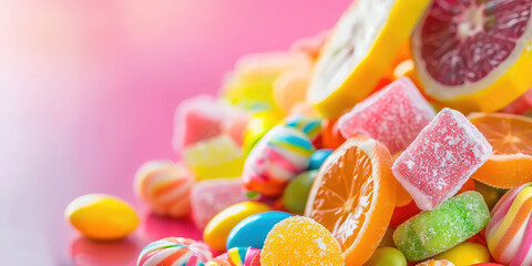 Wall Mural - Assortment of of Colorful sweet candy. Different types of sweets background.