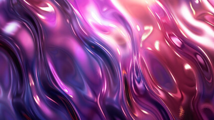 Wall Mural - Shimmering purple metallic waves with elegant folds