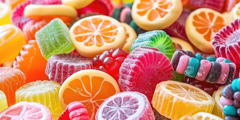 Wall Mural - Assortment of of Colorful sweet candy. Different types of sweets background.