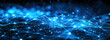 Intricate web of glowing blue nodes and connections depicting futuristic network. A network of blue lights and lines creates a captivating visual representing advanced digital connectivity