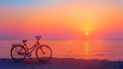 Wall Mural - bicycle, sunset horizon, with copy space. world bicycle day background concept