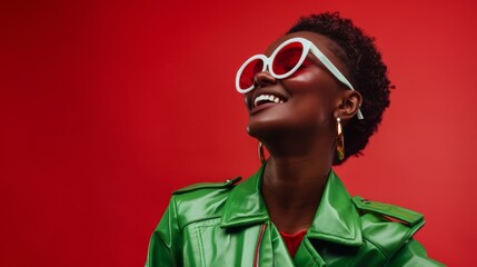 Wall Mural - Woman in Vibrant Green Jacket