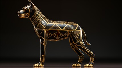 Wall Mural - an ancient egyptian dog that is black and gold, with gold details.