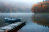 Fototapeta Pomosty - Jesienna mgła nad jeziorem