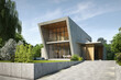 3D rendering einer modernen Betonvilla