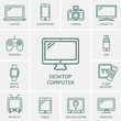 Outline electronics devices icons set