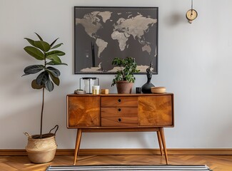 interior of a room with a table