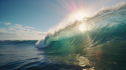 Wall Mural - blue ocean water surfing wave photography