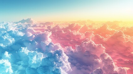 Wall Mural - Sky Gradients Cloud Formations: A 3D illustration featuring the gradient of colors in the sky