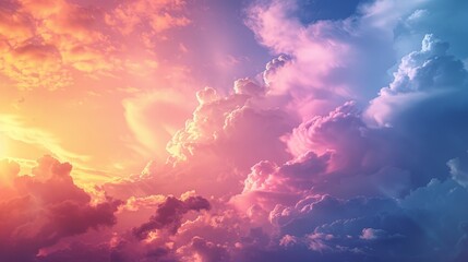 Wall Mural - Sky Gradients Clouds: An illustration showing the gradient of colors in the sky as it interacts with clouds