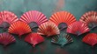Oriental paper fans background, copy space. Japanese template