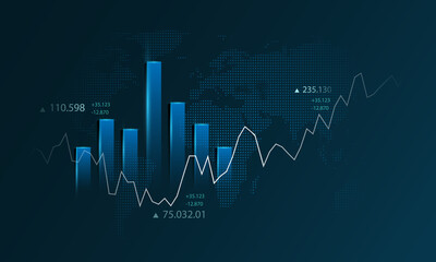 Wall Mural - financial business market chart graph, stock graph or investment, financial data on growing backgrou
