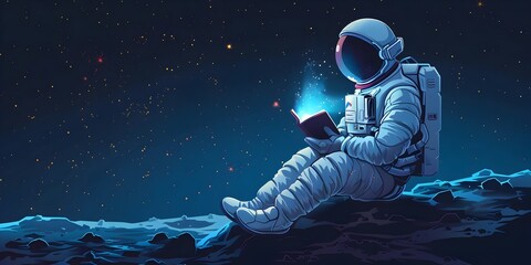 Wall Mural - intrepid space traveler studying the wonders of the cosmos amid the vastness of the starry night sky