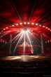 Circus arena classic round stage under marquee dome with spotlight