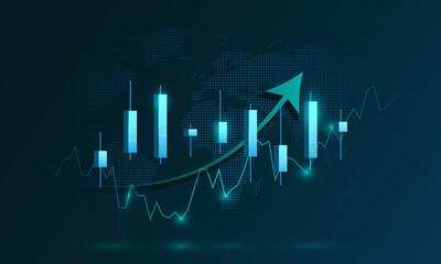 Wall Mural - Technology background shows glowing virtual investment graph for stock market analysis. Finance, marketing and planning concepts