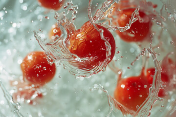 Poster - Abstract representation of guarana fruits as pulsating hearts, pumping waves of energy,