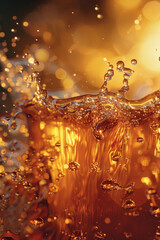 Poster - An abstract representation of tea leaves melting into a sunset horizon, merging soothing and energizing hues,