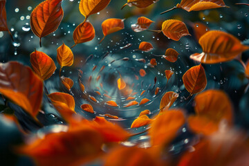 Poster - An artistic representation of tea leaves expanding into vibrant, energetic spirals that evoke a sense of rejuvenation,
