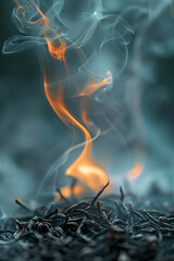 Poster - A close-up of tea leaves morphing into a swirl of steam-like curls, representing the warm, comforting steam of tea,