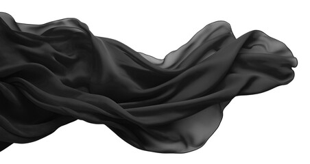 Floating elegant black fabric, cut out