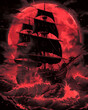 Pirate ship under full moon, a majestic sight on the ocean