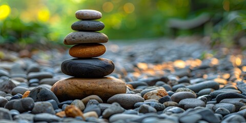 Stacked Stones Representing the Path to Achieving Intentions and Determination