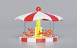 Carousel or merry go round for children with crab isolated. 3d render illustration