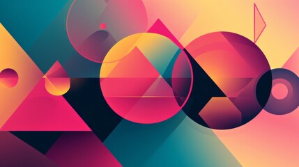 Aufkleber - Abstract colorful geometric background with circles and triangles