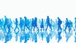 © SKIMP Art - crowd silhouettes walking in the same direction, isolated on a white background, with blue colors Generative AI