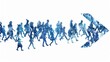 Silhouettes of people walking in the shape of an arrow, crowds moving forward Generative AI