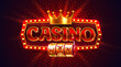 Casino frame label, slot sign machine, night Vegas. Vector illustration