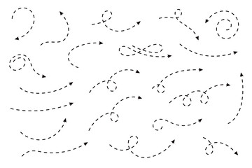 Wall Mural - Curved dotted arrow. Zigzag arrow stripes design with dotted lines.