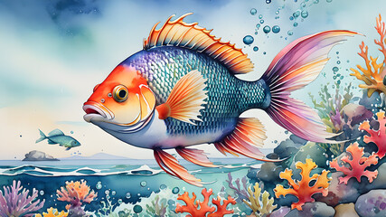 Wall Mural - goldfish in aquarium