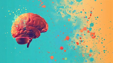 Brain stock photo background with minimalist design for AI in education presentation. Conceptual visualization.