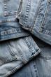 Group of aged blue denim jeans