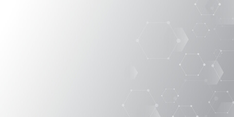 Aufkleber - Modern futuristic background of the scientific hexagonal pattern. Abstract white and grey gradient background. Vector abstract graphic design banner pattern background template science concept. 