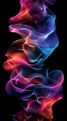 Aufkleber - Abstract colorful smoke waves on black background