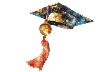 Wall Mural - A graduation cap with a gold medal hanging from it