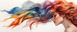 © David - A side view of a woman with watercolor hair blown forward.