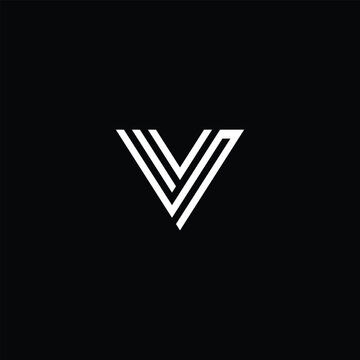 Elegant linear letter V shield logo