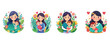 © Md Khairul - Set of Mother's Day vector illustration of mom and baby isolated on white background