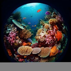 Wall Mural - colorful and beautiful underwater world with corals and tropical fish.
